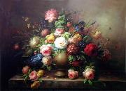 unknow artist Floral, beautiful classical still life of flowers.067 oil on canvas